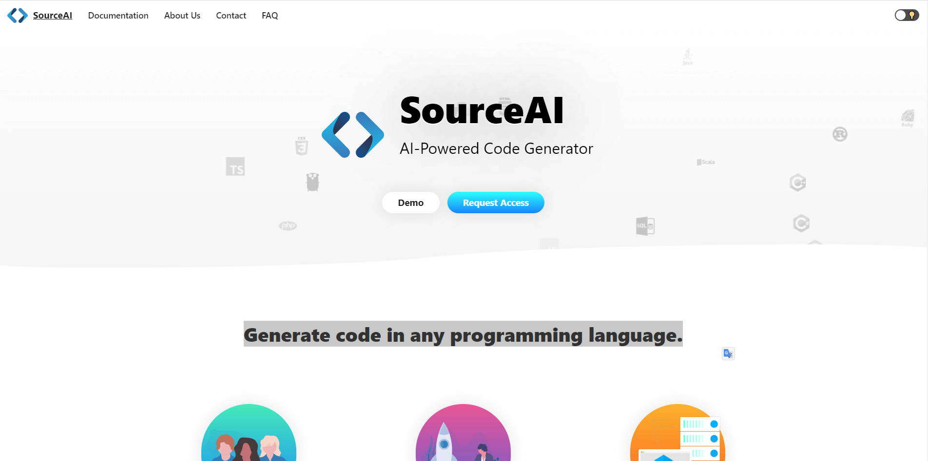 sourceai.dev | Generate code in any programming language.