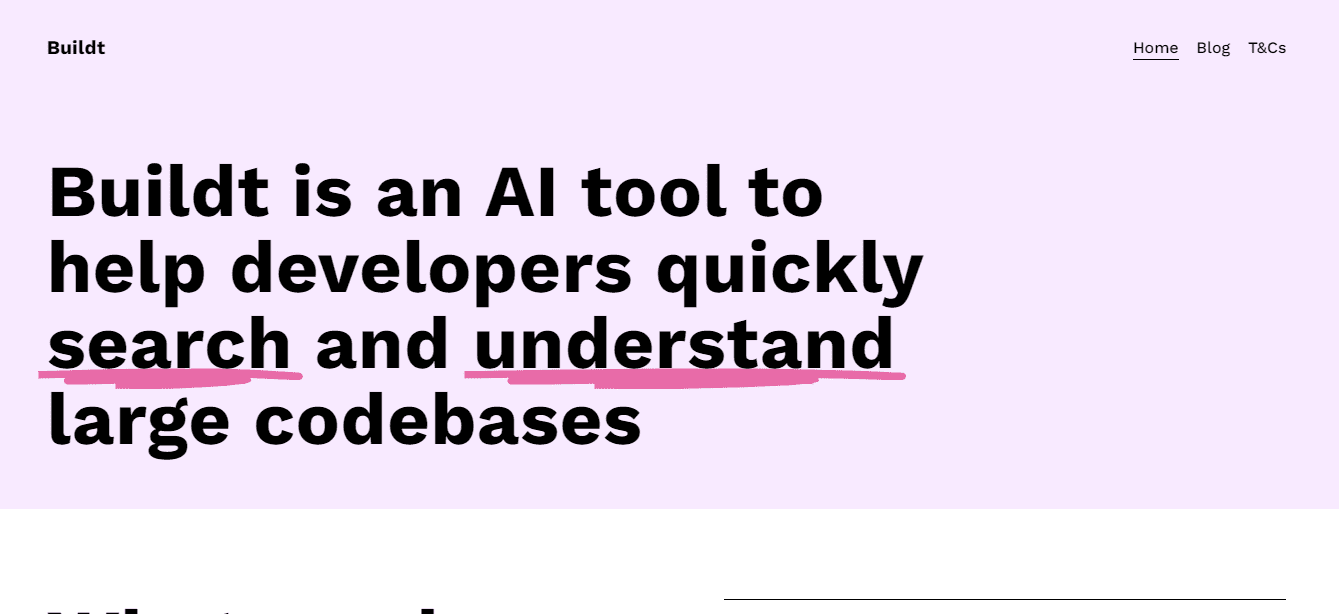 buildt.ai | Buildt is an AI tool to help developers quickly search and understand large codebases
