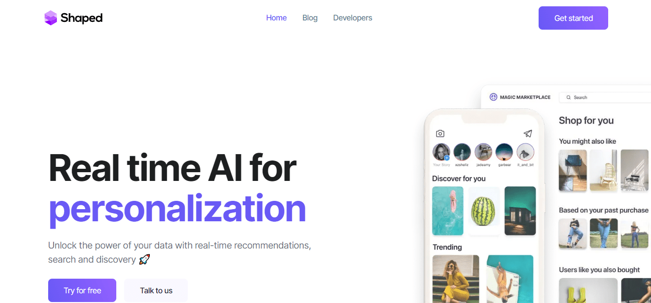 shaped.ai | Real time AI for personalization