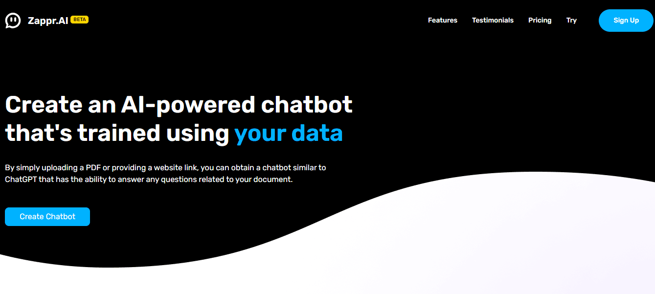 zappr.ai | Create an AI-powered chatbot that is trained using your data