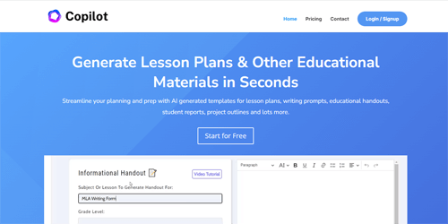 educationcopilot.com | Generate Lesson Plans & Other Educational Materials in Seconds