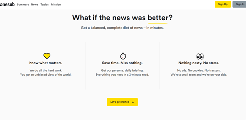 onesub.io | Get a balanced, complete diet of news in minutes.