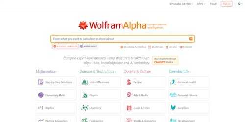 www.wolframalpha.com | Compute expert-level answers using Wolframs breakthrough algorithms, knowledgebase and AI technology