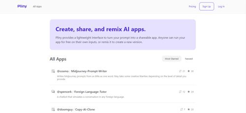 pliny.app | Create, share, and remix AI apps.