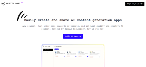 wetune.chat | Easily create and share AI content generation apps
