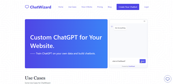 chatwizardai.com | Custom ChatGPT for Your Website.