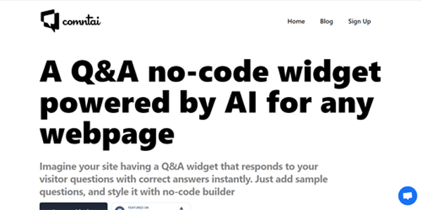 comntai.com | A Q&A no-code widget powered by AI for any webpage