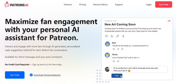 patronsai.com | AI Assistant for Patreon Creators