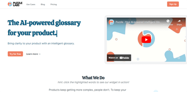 puzzlelabs.ai | Bring clarity to your product with an intelligent glossary.