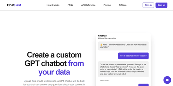 www.chatfast.io | Create a custom GPT chatbot from your data