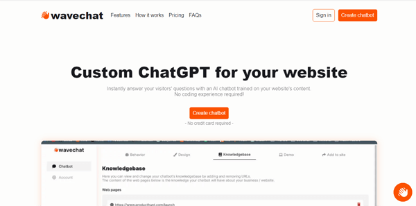 www.wavechat.ai | Custom ChatGPT for your website